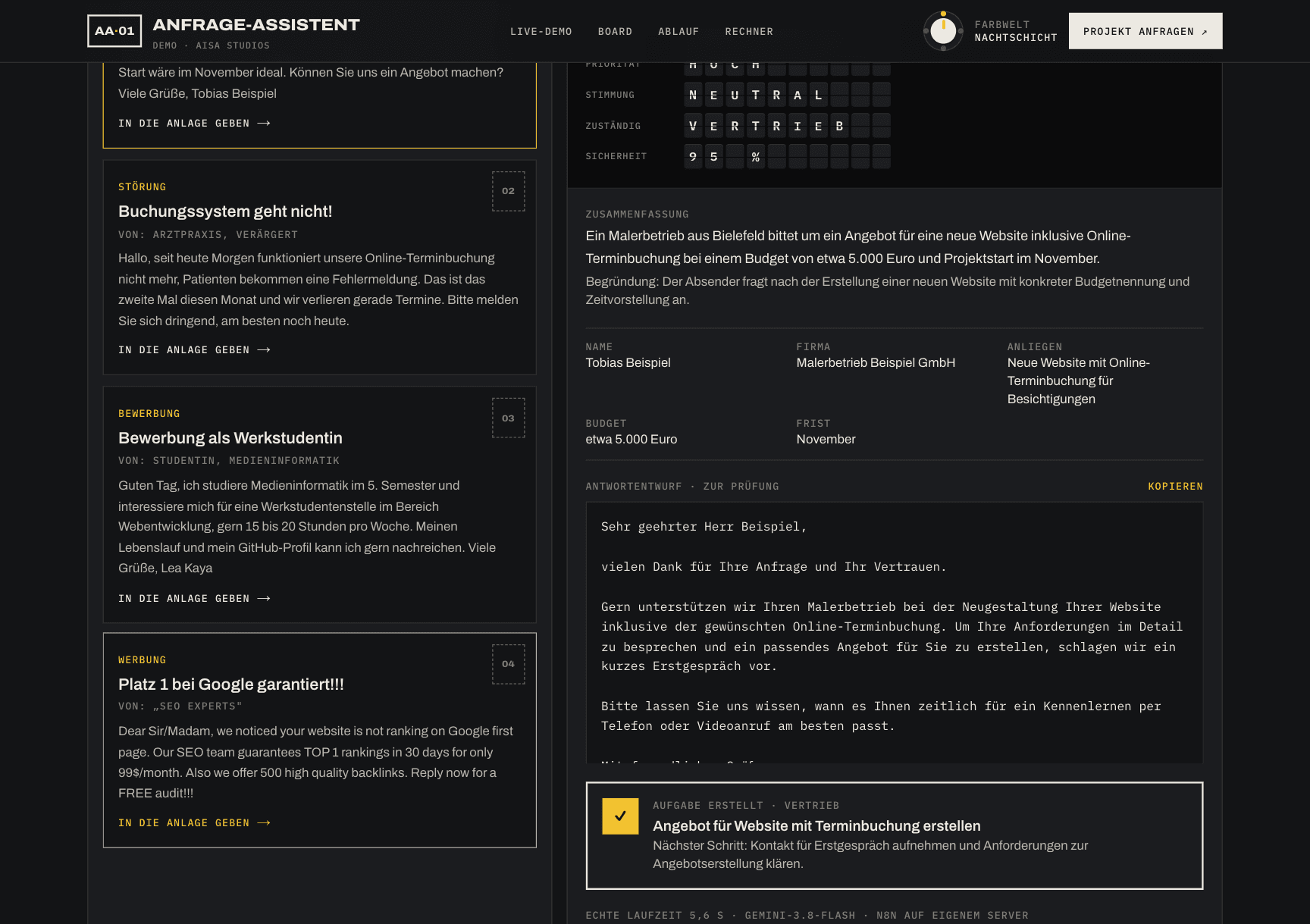 KI-Anfrage-Assistent, Ansicht 3