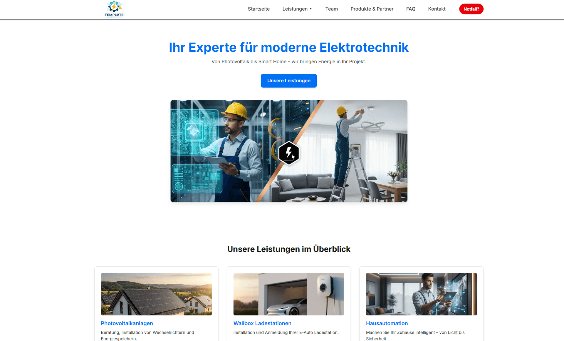 Website-Template für Elektriker