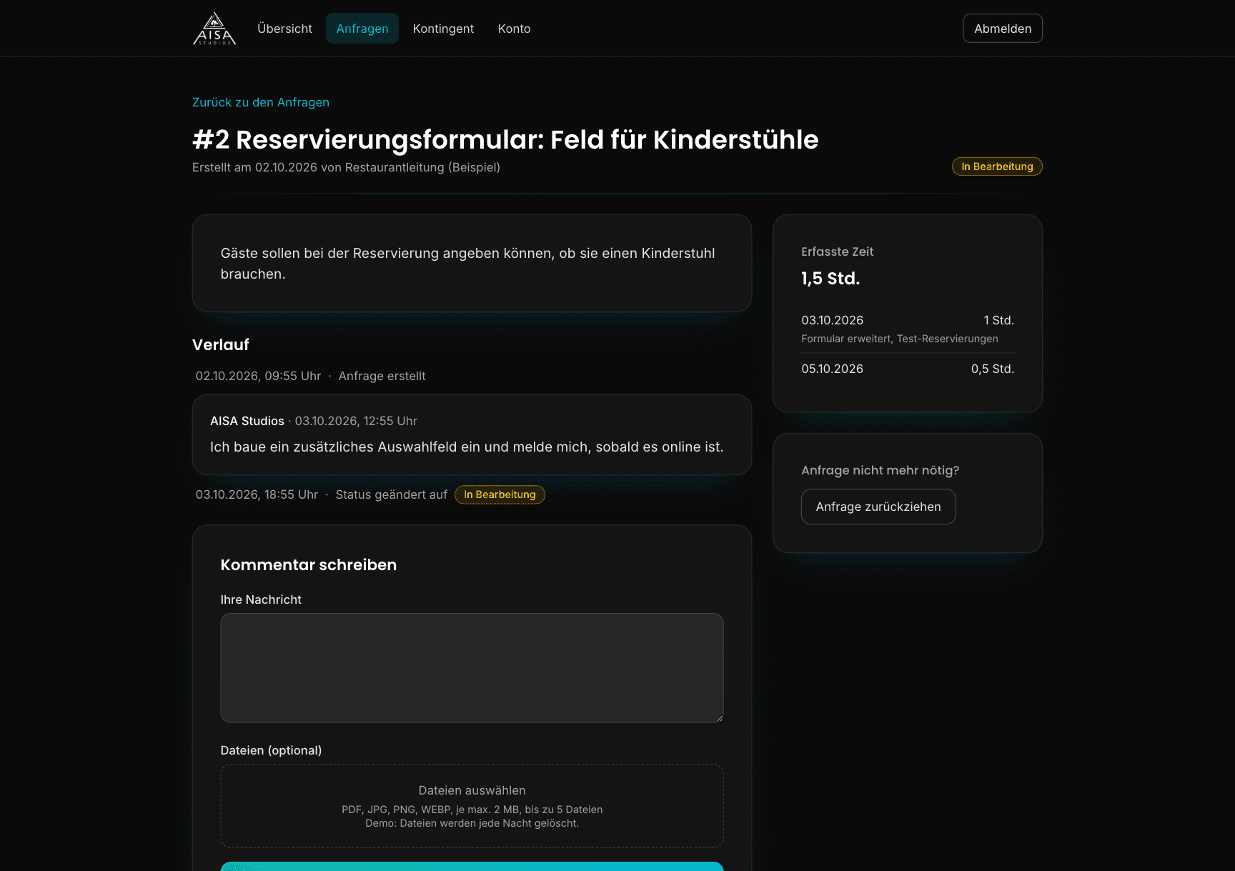 Kundenportal, Ansicht 3